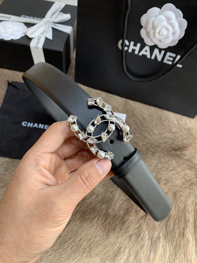 Chanel女士皮帶 香奈兒小香鑽圈雙面用小牛皮腰帶  jjp1163
