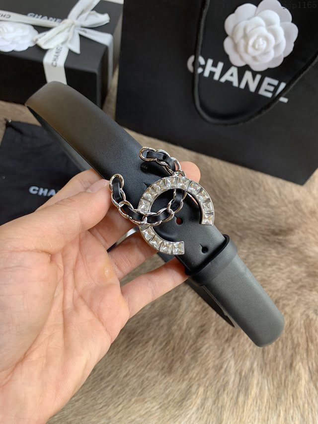 Chanel女士皮帶 香奈兒小香鑽圈雙面用小牛皮腰帶  jjp1165
