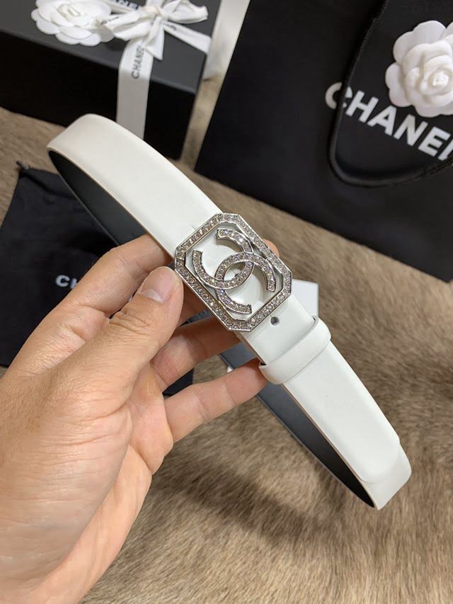 Chanel女士皮帶 香奈兒小香鑽圈雙面用小牛皮腰帶  jjp1175