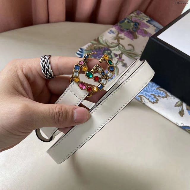 Gucci女士皮帶 古奇彩鑽雙面牛皮腰帶  jjp1555