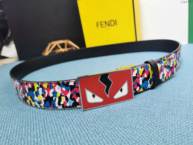 FENDI腰帶 芬迪閃電琺瑯扣怪獸雙面牛皮腰帶  jjp1577