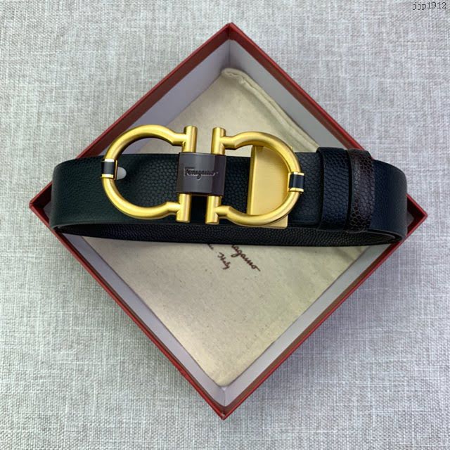 菲拉格慕男士皮帶 Ferragamo雙面牛皮紋理腰帶  jjp1912