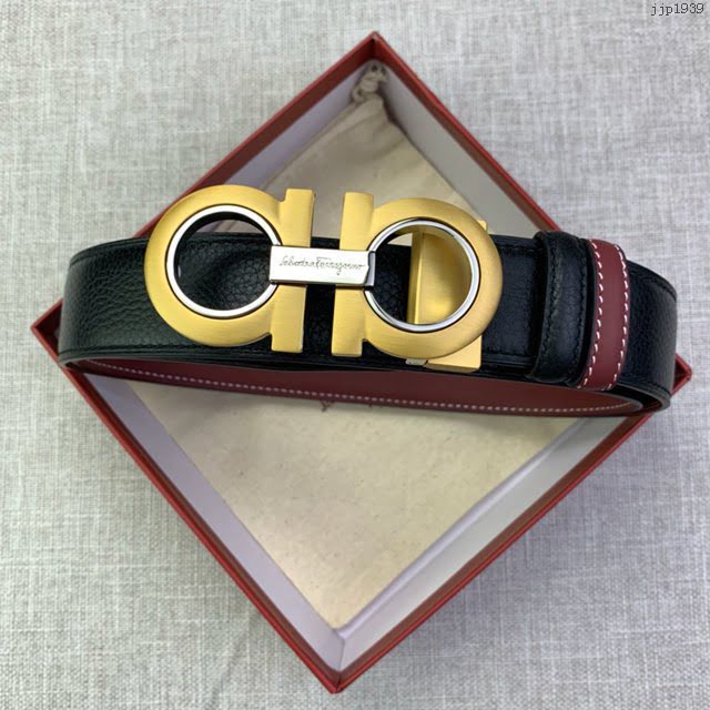 菲拉格慕男士皮帶 Ferragamo雙面牛皮紋理腰帶  jjp1939