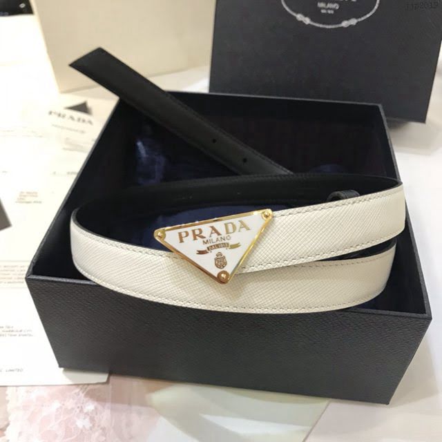 PRADA女士皮帶 普拉達經典塗琺瑯三角形腰帶  jjp2019