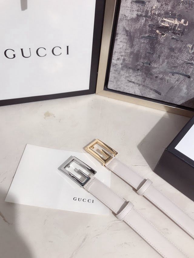 Gucci經典皮帶 古奇方扣牛皮腰帶  jjp2045