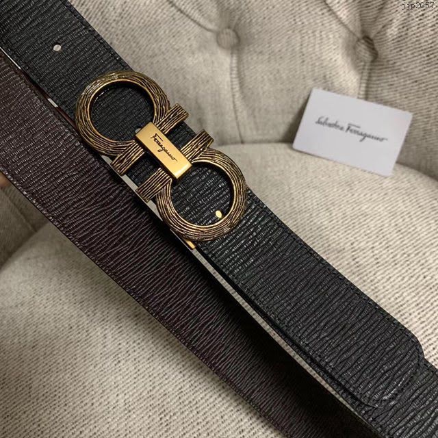 菲拉格慕男士皮帶 Ferragamo雙面牛皮紋理腰帶  jjp2057