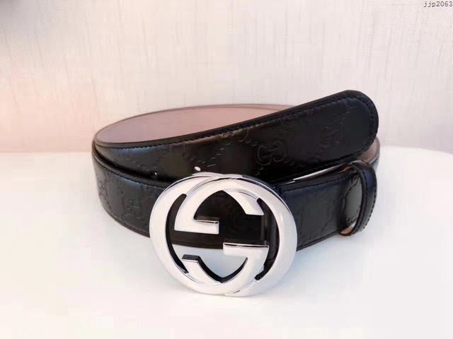 Gucci經典皮帶 古奇雙G拋光腰帶 411924  jjp2063