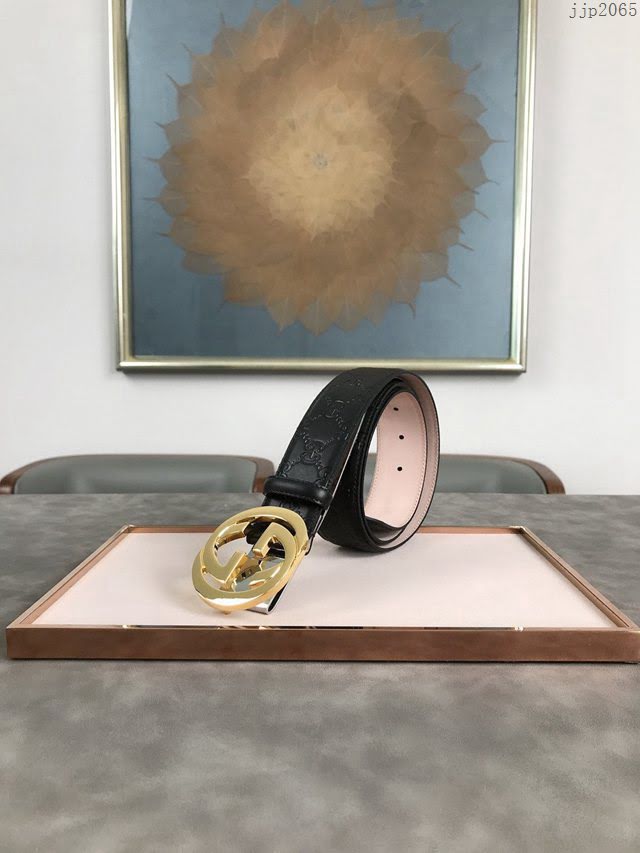 Gucci經典皮帶 古奇雙G拋光腰帶 411924  jjp2065