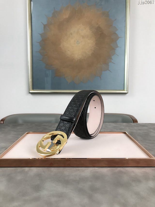 Gucci經典皮帶 古奇雙G拋光腰帶 411924  jjp2067