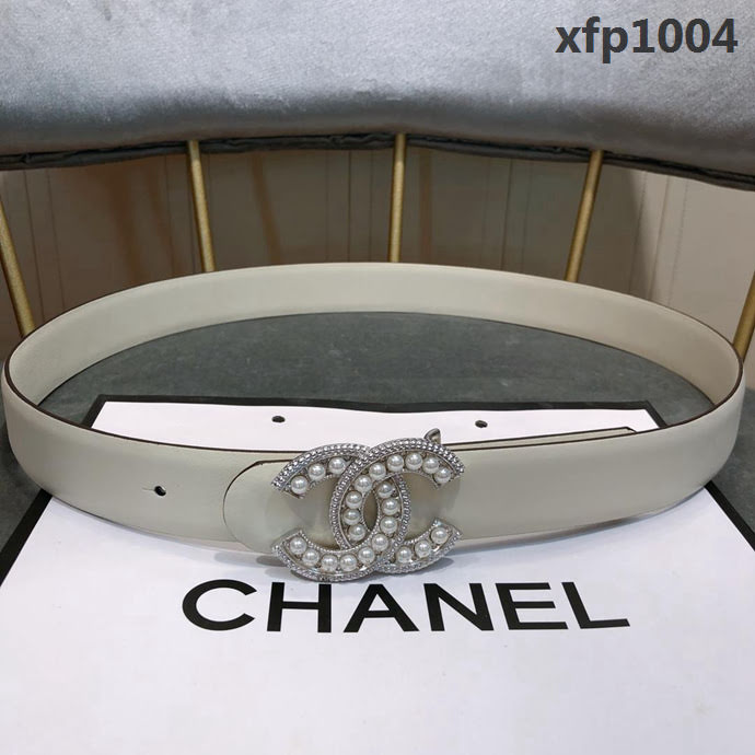 CHANEL香奈兒 18新款 CC珍珠水鑽扣 30MM精品光滑優雅皮帶 小紅書火爆款  xfp1004
