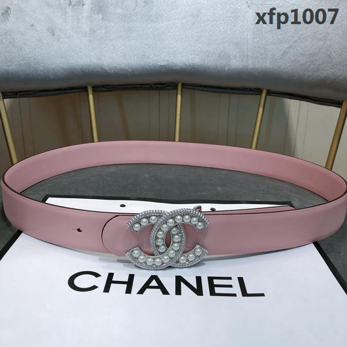 CHANEL香奈兒 18新款 CC珍珠水鑽扣 30MM精品光滑優雅皮帶 小紅書火爆款  xfp1007