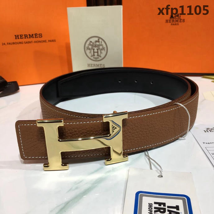 HERMES愛馬仕 土黃色荔枝紋 義大利進口小牛皮 精鋼扣頭 男款皮帶  xfp1105