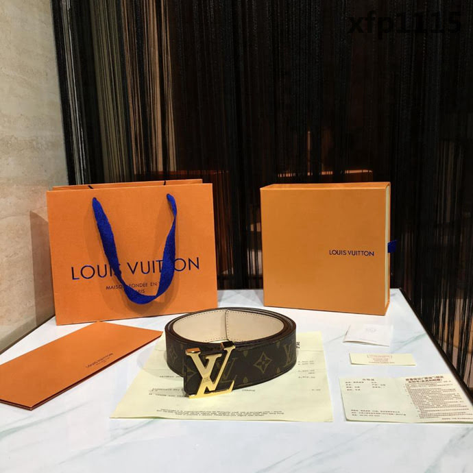 路易威登LV 新款 LV INITIALS MONOGRAM 腰帶 金色LV首字母帶扣 休閒百搭 男士皮帶  xfp1115