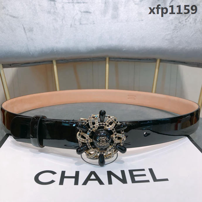 CHANEL香奈兒 原單質量 18新款 海軍風船舵滿鑽銅扣 樹膏底妖帶 女款皮帶 網紅熱銷款  xfp1159