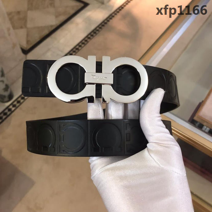 Ferragamo菲拉格慕 進口正版單層牛皮紮大花 內穿扣頭 復古風格 男士皮帶  xfp1166