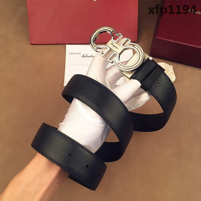 Ferragamo菲拉格慕 雙面進口頭層牛皮荔枝紋 獨特復古風格 精鋼扣 男士皮帶  xfp1194