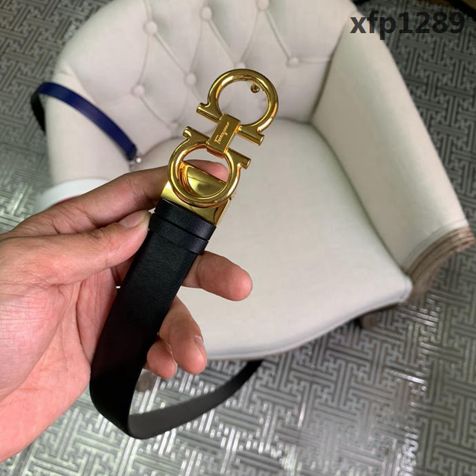 Ferragamo菲拉格慕 全新 多色雙面平紋 牛皮腰帶 時尚雙扣女款皮帶  xfp1289