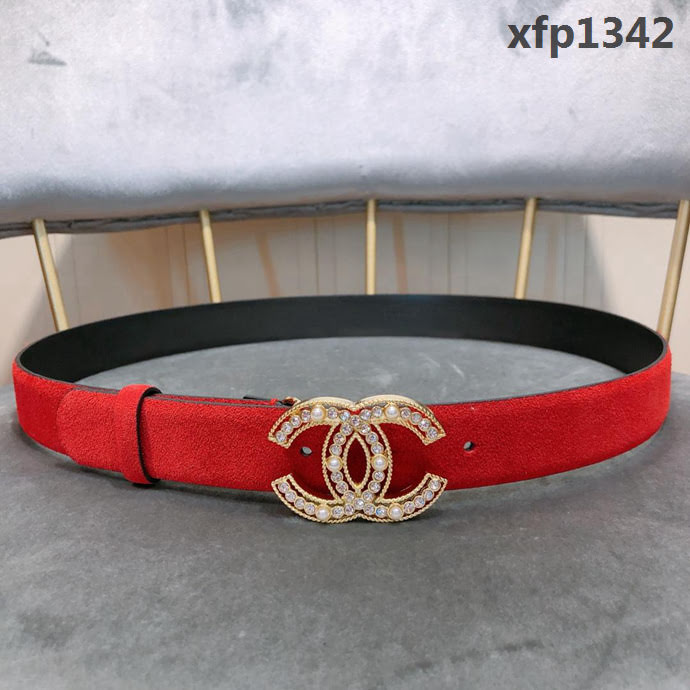 CHANEL香奈兒 19早春新款 明星劉雯同款 水鑽珍珠logo扣 絨面面料 女款皮帶  xfp1342