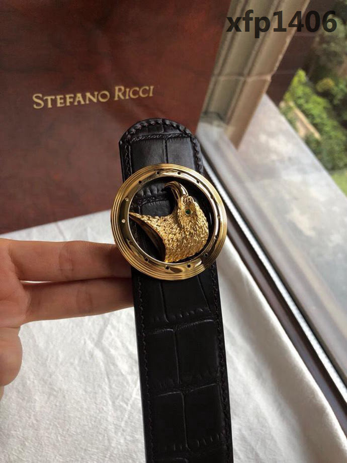 STEFANO RICCI 精鋼鷹頭掛扣 精仿鱷魚皮 牛皮男士腰帶  xfp1406