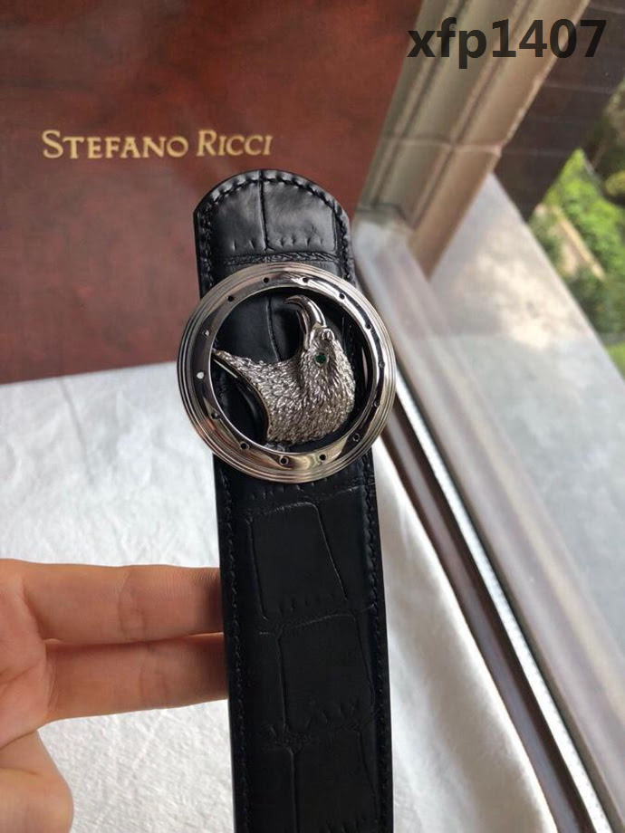 STEFANO RICCI 精鋼鷹頭掛扣 精仿鱷魚皮 牛皮男士腰帶  xfp1407