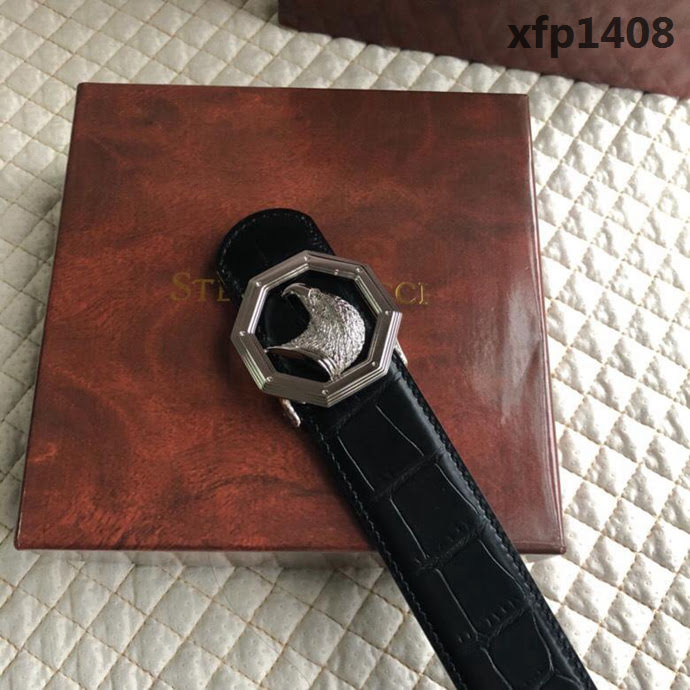 STEFANO RICCI 專櫃款版型 精鋼八角鷹頭扣 頭層牛皮精仿鱷魚皮 男士皮帶  xfp1408