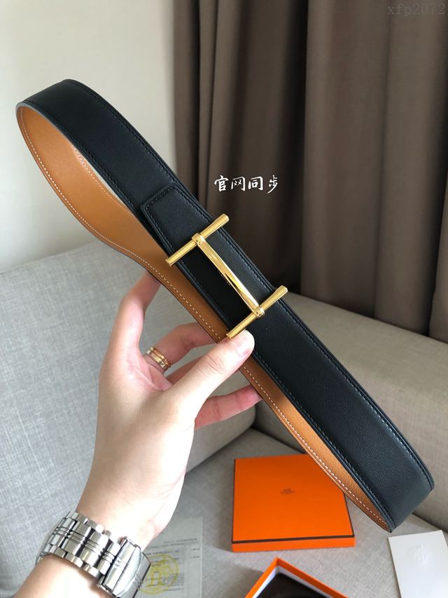 Hermes皮帶 官網同步 38MM 進口原版皮 愛馬仕雙面腰帶  xfp2072