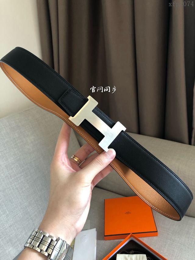 Hermes皮帶 官網同步 38MM 進口原版皮 愛馬仕雙面腰帶  xfp2074
