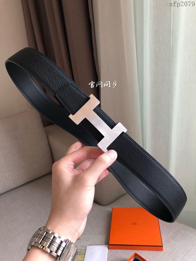 Hermes皮帶 官網同步 38MM 荔枝紋牛皮 愛馬仕男士腰帶  xfp2079