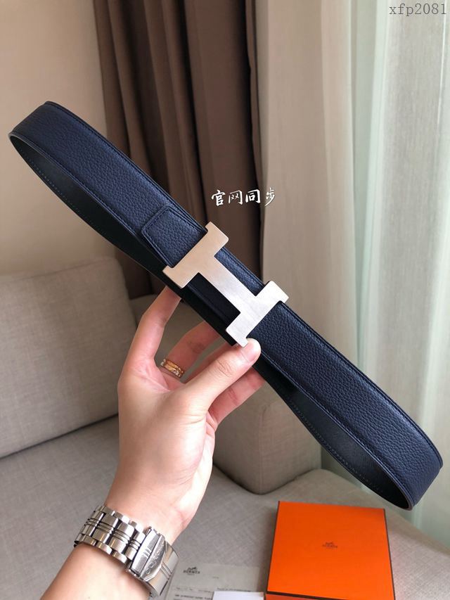 Hermes皮帶 官網同步 38MM 荔枝紋牛皮 愛馬仕男士腰帶  xfp2081
