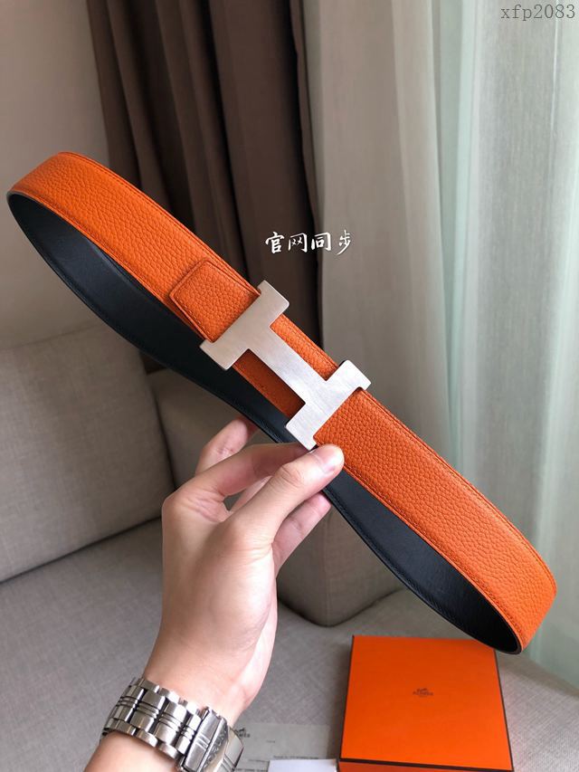 Hermes皮帶 官網同步 38MM 荔枝紋牛皮 愛馬仕男士腰帶  xfp2083