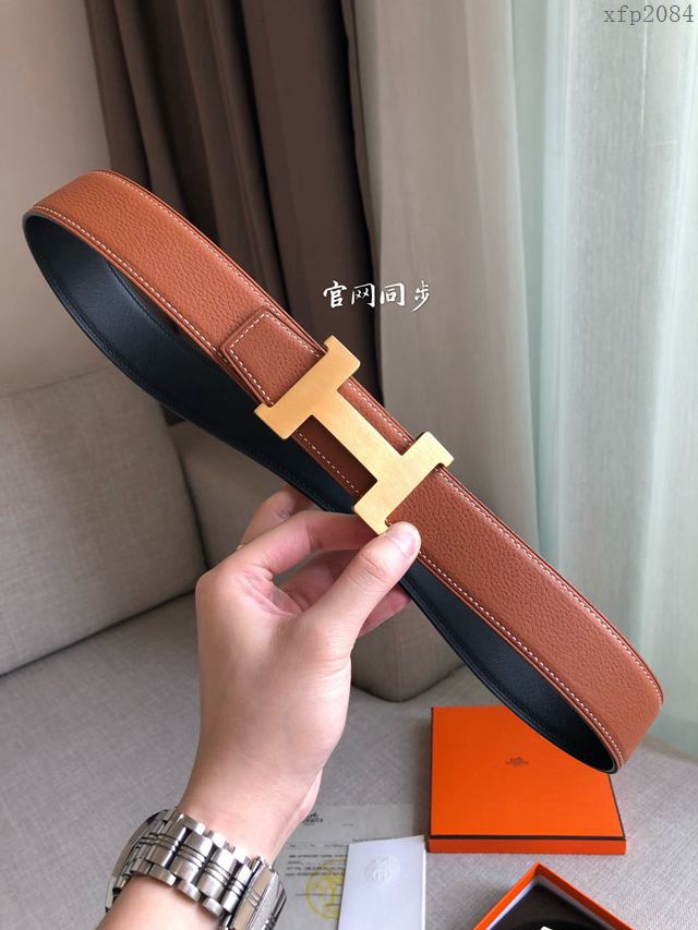 Hermes皮帶 官網同步 38MM 荔枝紋牛皮 愛馬仕男士腰帶  xfp2084