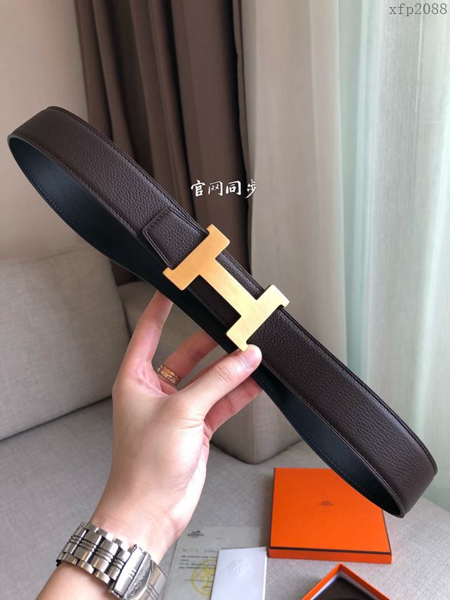Hermes皮帶 官網同步 38MM 荔枝紋牛皮 愛馬仕男士腰帶  xfp2088