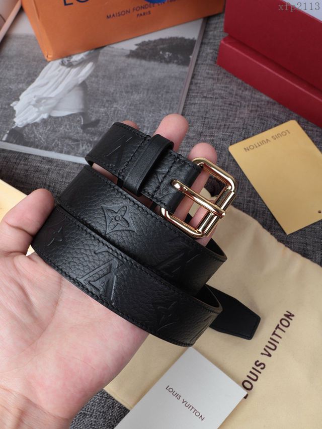 LV皮帶 經典LV腰帶系列 路易威登壓紋牛皮男士腰帶  xfp2113