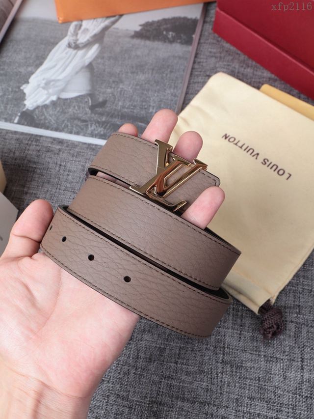 LV皮帶 經典LV腰帶系列 路易威登壓紋牛皮男士腰帶  xfp2116
