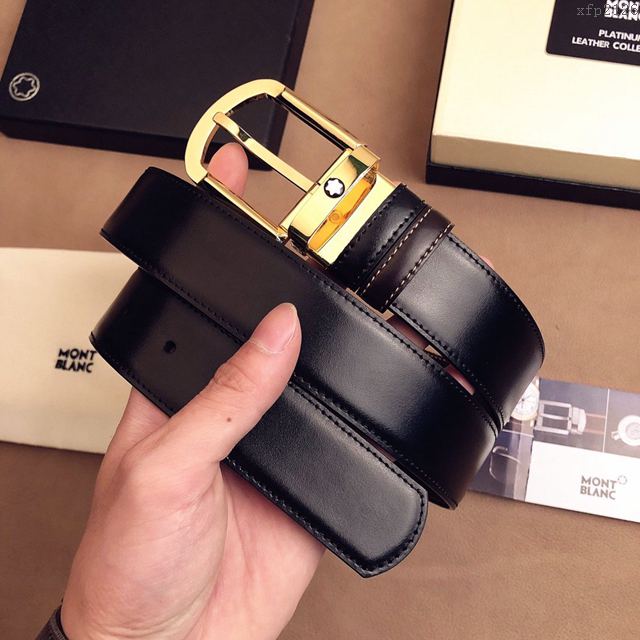 MONTBLANC皮帶 萬寶龍米蘭時裝周新款 專櫃原單 MONTBLANC男士牛皮腰帶  xfp2126