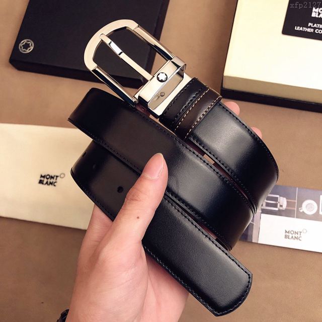 MONTBLANC皮帶 萬寶龍米蘭時裝周新款 專櫃原單 MONTBLANC男士牛皮腰帶  xfp2127