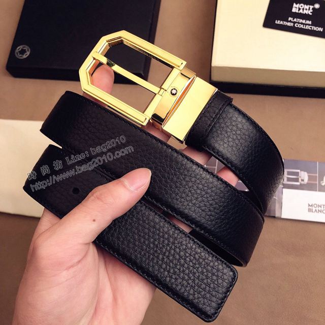 MONTBLANC皮帶 萬寶龍米蘭時裝周新款 專櫃原單 MONTBLANC男士牛皮腰帶  xfp2129