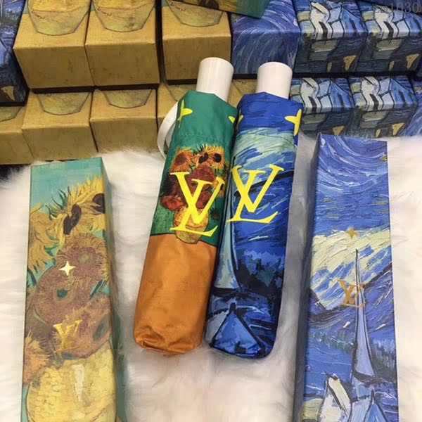 LV路易威登傘 專櫃夏季新款 全自動折疊晴雨傘 梵高經典油畫 防曬隔熱 防紫外線  zm1030