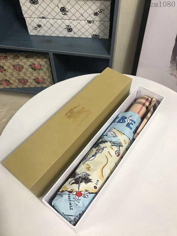 BURBERRY巴寶莉傘 專櫃夏季新款 全自動折疊晴雨傘 田園花卉圖案 防曬隔熱 防紫外線  zm1080
