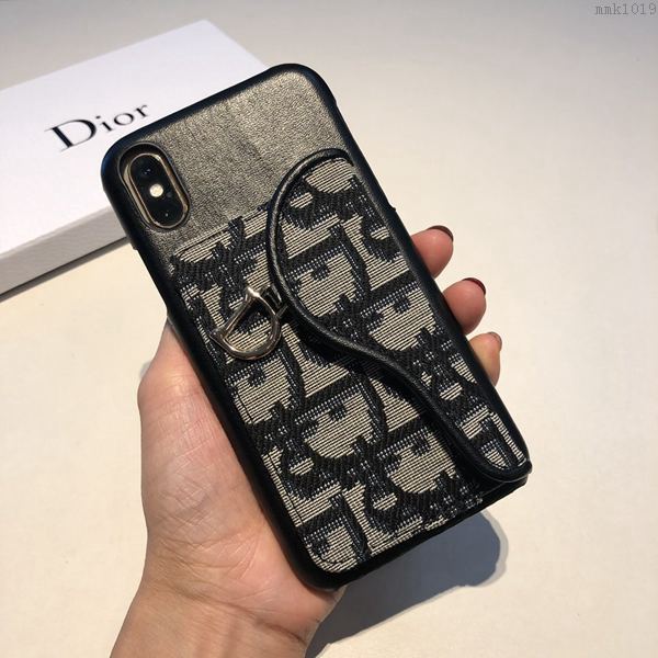 Dior手機套 迪奧布藝刺繡 可當支架 手機殼 半包插卡手機殼  mmk1019