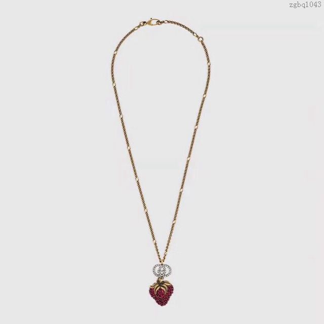 GUCCi飾品 古馳紅鑽草莓毛衣鏈 Gucci經典首飾  zgbq1043