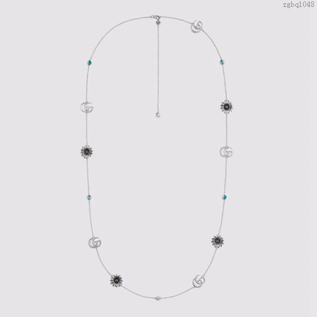 GUCCi飾品 古馳首飾 Gucci泰銀logo藍耀石毛衣鏈  zgbq1048