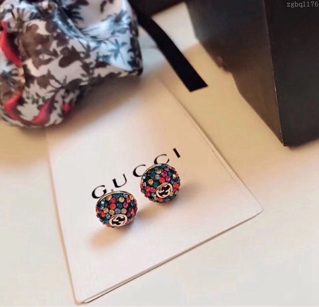GUCCi飾品 古馳耳飾 Gucci最新彩鑽純銀針耳釘  zgbq1176
