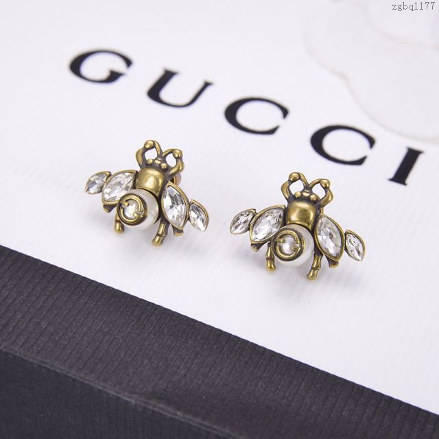 GUCCi飾品 古馳施華洛世奇水晶 珍珠耳環 Gucci蜜蜂耳釘  zgbq1177