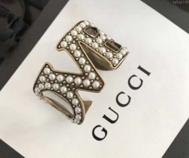 GUCCi飾品 古馳Love珍珠手鐲 Gucci施華洛淺色半邊珍珠手鐲  zgbq1189