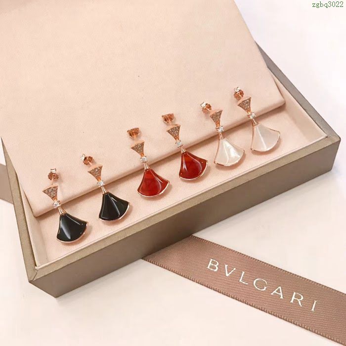 Bvlgari飾品 寶格麗diva系列 925純銀 扇形裙子鑽耳釘  zgbq3022