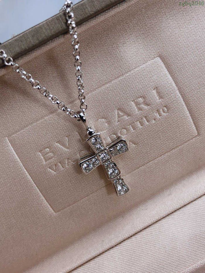 Bvlgari飾品 寶格麗滿鑽十字架項鏈 S925純銀 原版logo和尾牌  zgbq3046
