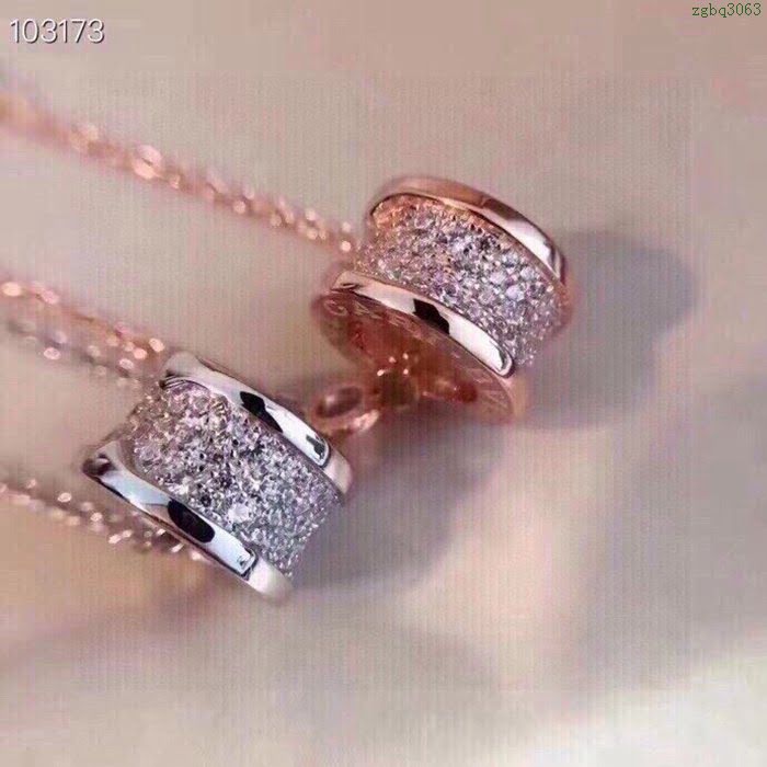 Bvlgari飾品 寶格麗小蠻腰滿鑽玫瑰金項鏈 鉑金項鏈  zgbq3063