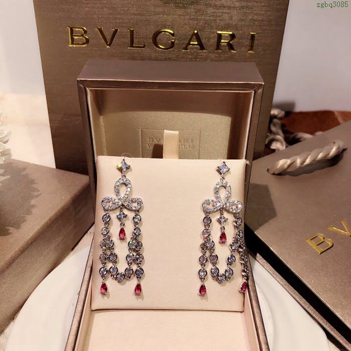 Bvlgari飾品 寶格麗流蘇水滴蝴蝶結 耀眼彩鑽結合耳釘 楊冪明星同款耳環  zgbq3085
