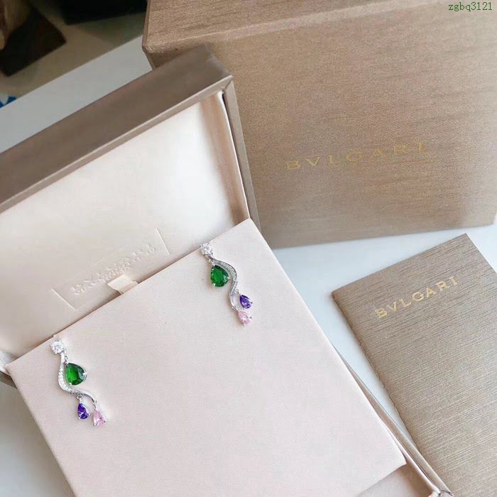 Bvlgari飾品 寶格麗高級珠寶系列 彩鑽流蘇水滴鑽耳釘  zgbq3121